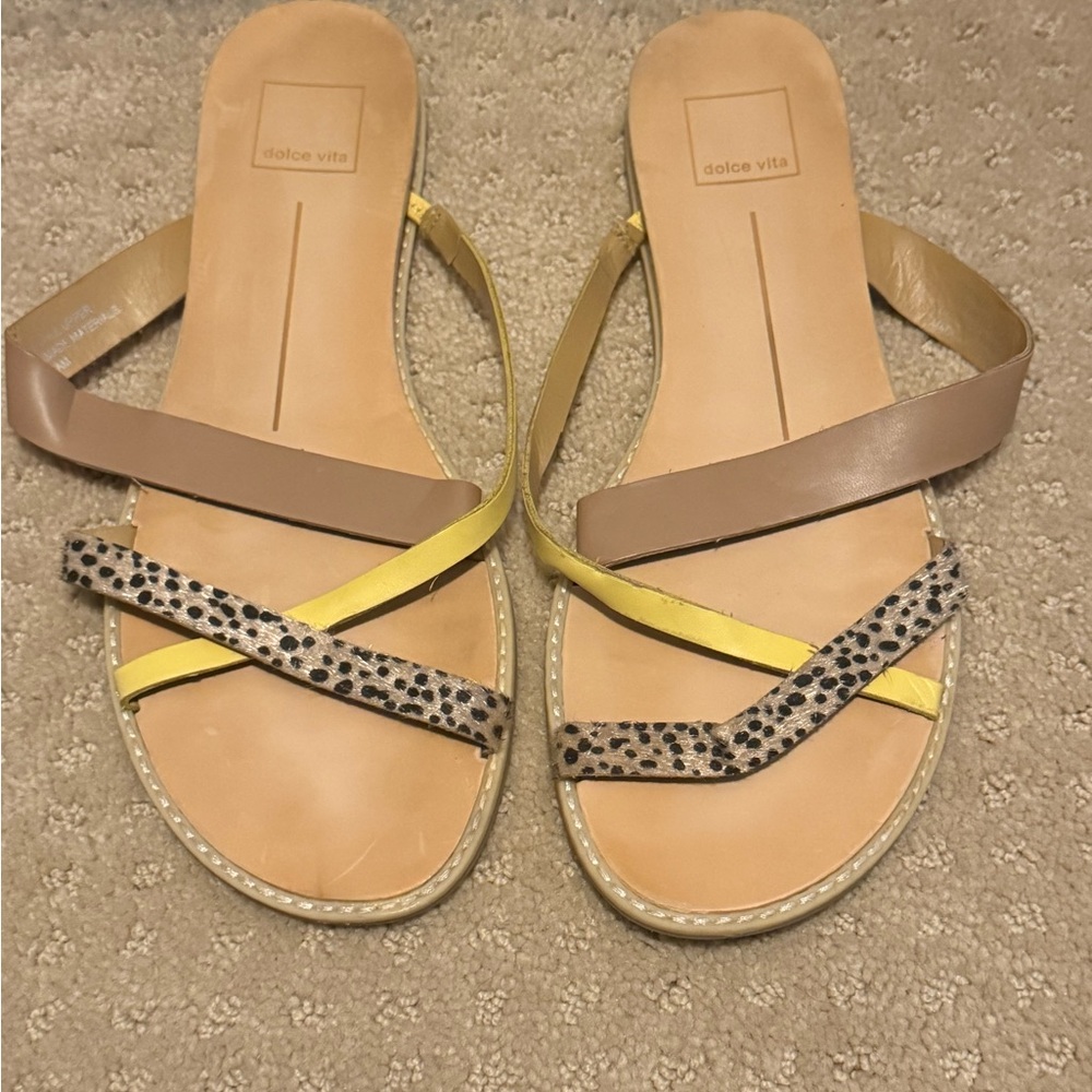 Dolce Vita Yellow and Tan Strappy Sandals